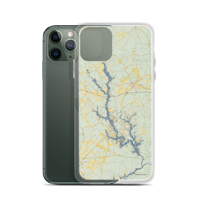 Custom Lake Oconee Georgia Map Phone Case in Woodblock