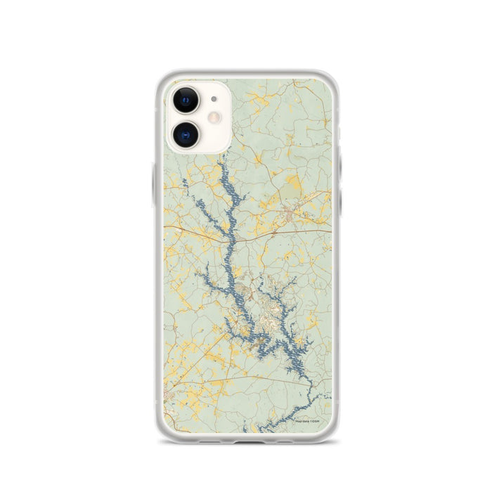 Custom iPhone 11 Lake Oconee Georgia Map Phone Case in Woodblock
