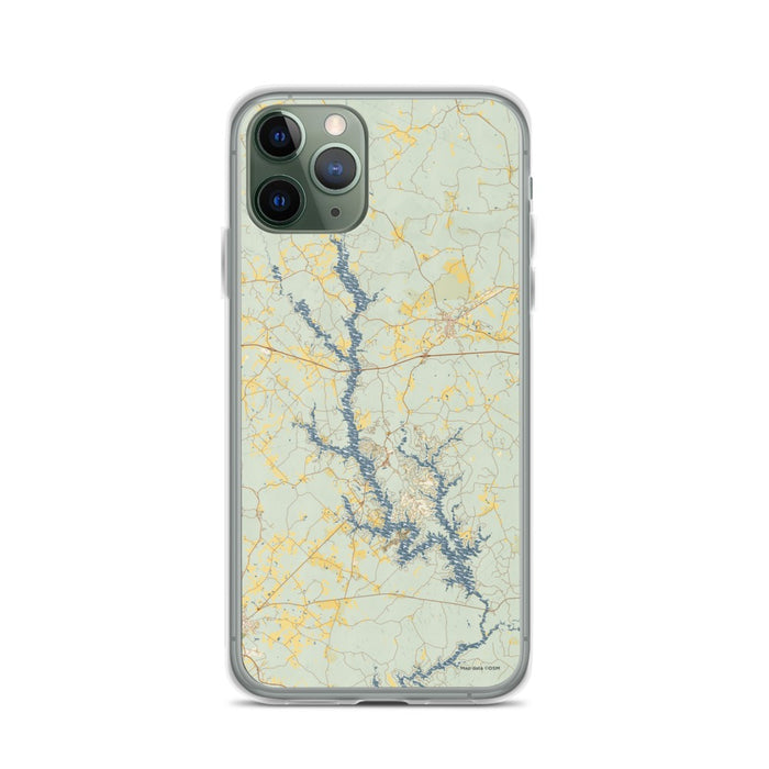 Custom iPhone 11 Pro Lake Oconee Georgia Map Phone Case in Woodblock