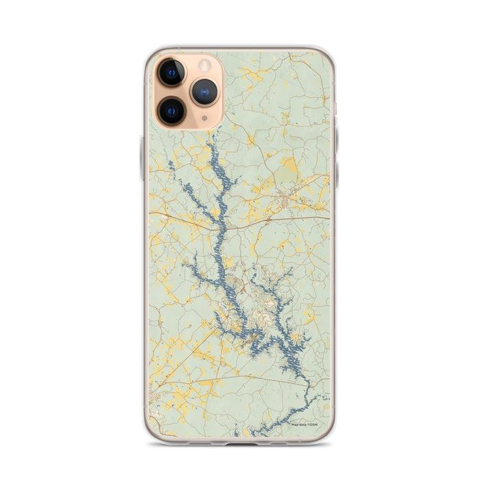 Custom iPhone 11 Pro Max Lake Oconee Georgia Map Phone Case in Woodblock