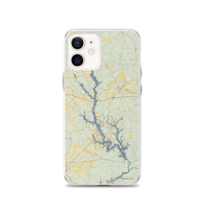 Custom iPhone 12 Lake Oconee Georgia Map Phone Case in Woodblock