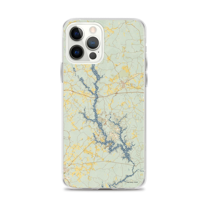Custom iPhone 12 Pro Max Lake Oconee Georgia Map Phone Case in Woodblock