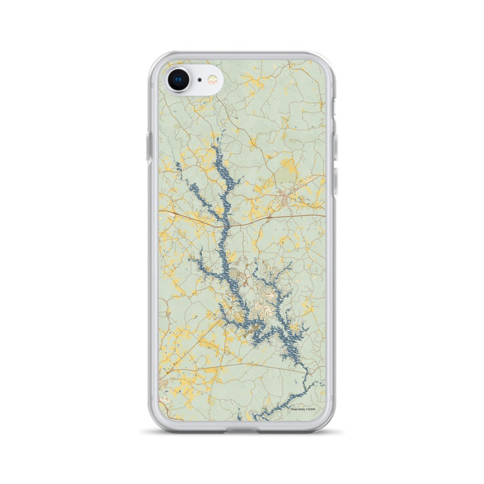 Custom iPhone SE Lake Oconee Georgia Map Phone Case in Woodblock