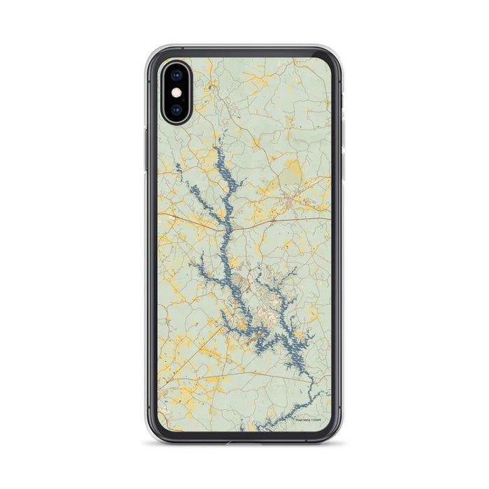 Custom iPhone XS Max Lake Oconee Georgia Map Phone Case in Woodblock