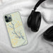 Custom Lake Oconee Georgia Map Phone Case in Woodblock on Table with Black Headphones