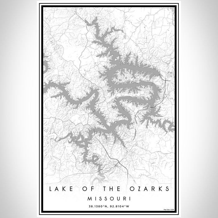 Lake of the Ozarks Missouri Map Print Portrait Orientation in Classic Style With Shaded Background