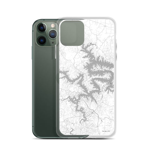 Custom Lake of the Ozarks Missouri Map Phone Case in Classic on Table with Laptop and Plant