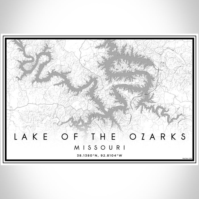 Lake of the Ozarks Missouri Map Print Landscape Orientation in Classic Style With Shaded Background