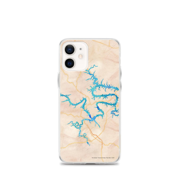 Custom Lake of the Ozarks Missouri Map iPhone 12 mini Phone Case in Watercolor