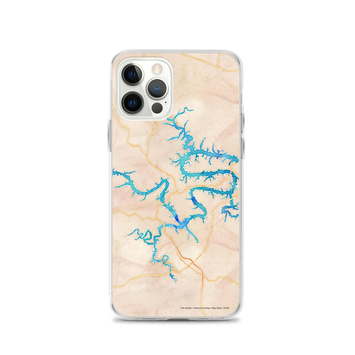 Custom Lake of the Ozarks Missouri Map iPhone 12 Pro Phone Case in Watercolor