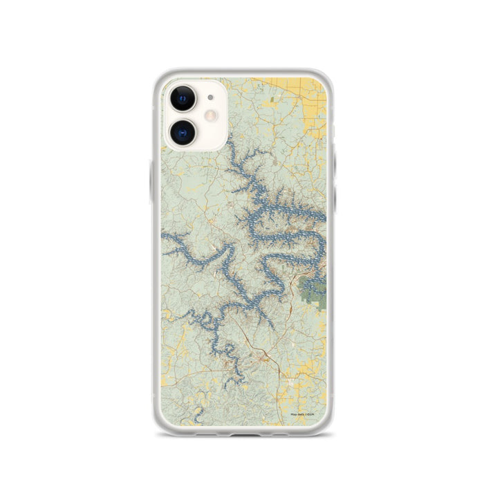 Custom Lake of the Ozarks Missouri Map Phone Case in Woodblock