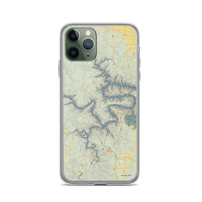 Custom Lake of the Ozarks Missouri Map Phone Case in Woodblock