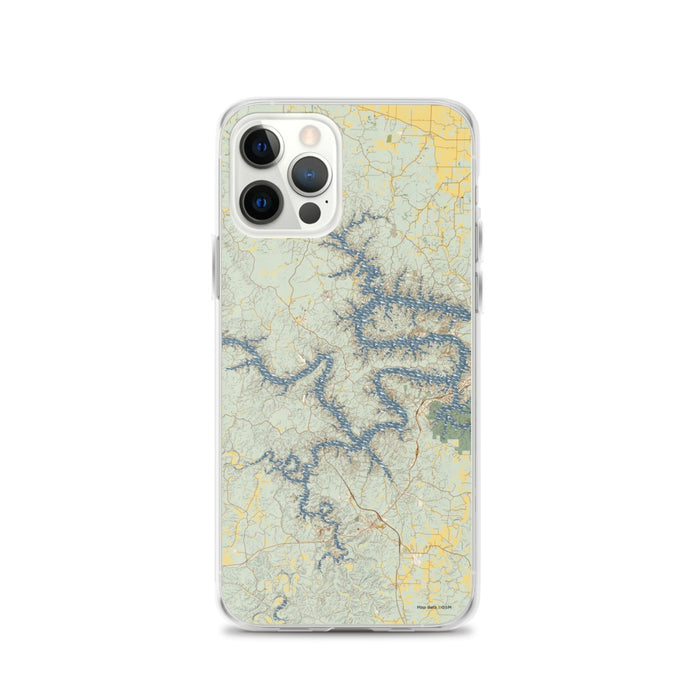 Custom Lake of the Ozarks Missouri Map iPhone 12 Pro Phone Case in Woodblock