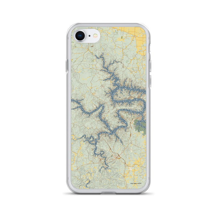 Custom Lake of the Ozarks Missouri Map iPhone SE Phone Case in Woodblock