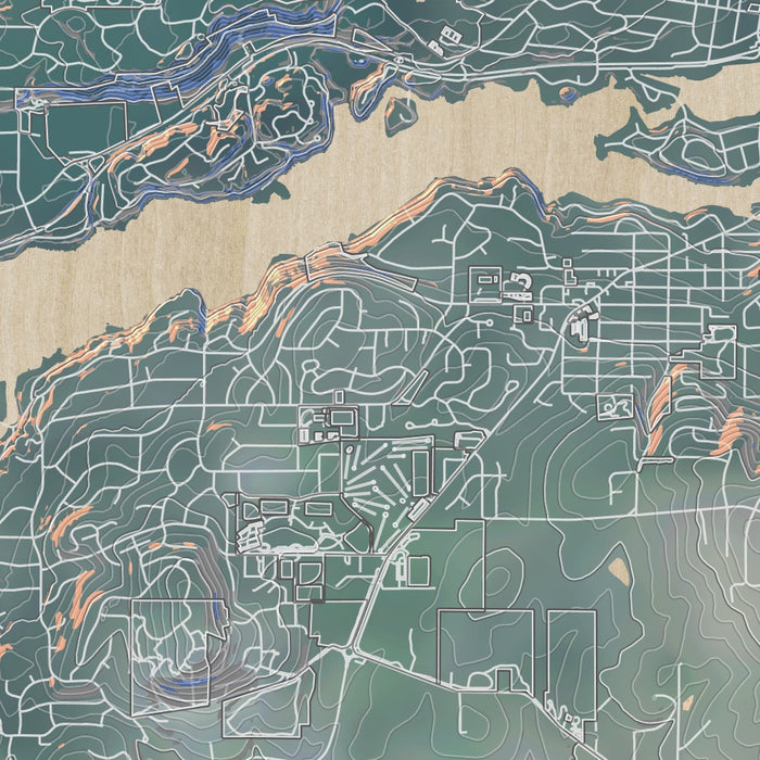 Lake Oswego Oregon Map Print in Afternoon Style Zoomed In Close Up Showing Details