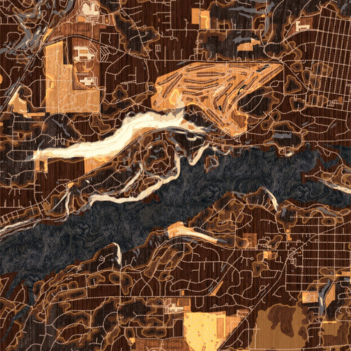 Lake Oswego Oregon Map Print in Ember Style Zoomed In Close Up Showing Details