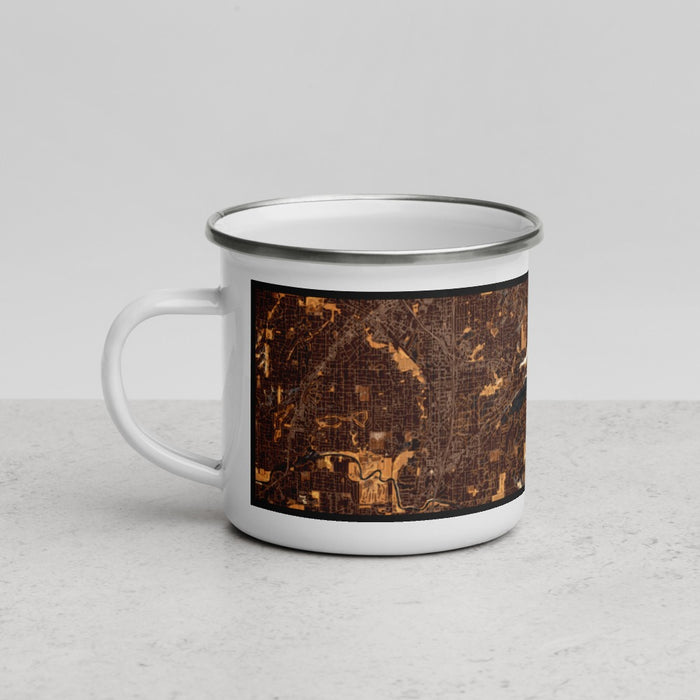 Left View Custom Lake Oswego Oregon Map Enamel Mug in Ember