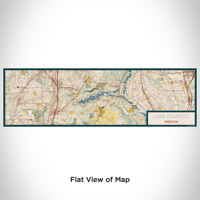 Flat View of Map Custom Lake Oswego Oregon Map Enamel Mug in Woodblock