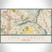 Lake Oswego Oregon Map Print Landscape Orientation in Woodblock Style With Shaded Background