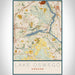 Lake Oswego Oregon Map Print Portrait Orientation in Woodblock Style With Shaded Background