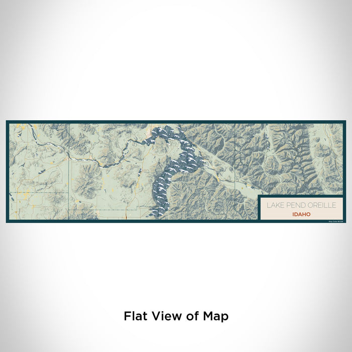 Flat View of Map Custom Lake Pend Oreille Idaho Map Enamel Mug in Woodblock