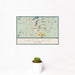 12x18 Lake Placid New York Map Print Landscape Orientation in Woodblock Style With Small Cactus Plant in White Planter