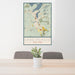 24x36 Lake Placid New York Map Print Portrait Orientation in Woodblock Style Behind 2 Chairs Table and Potted Plant