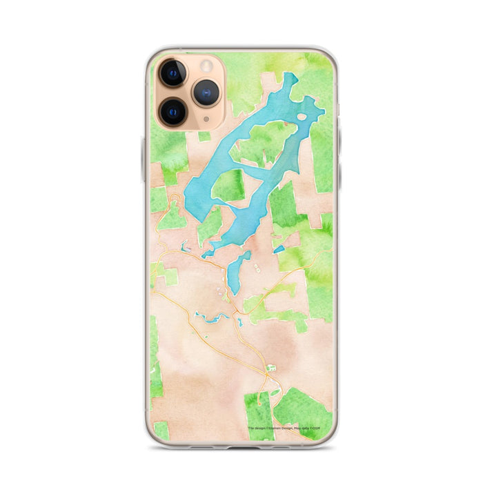 Custom iPhone 11 Pro Max Lake Placid New York Map Phone Case in Watercolor