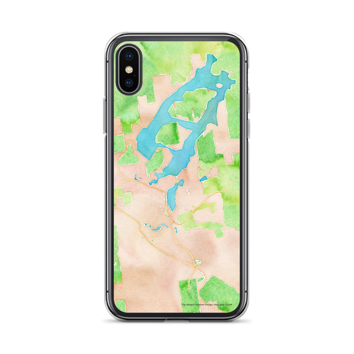 Custom iPhone X/XS Lake Placid New York Map Phone Case in Watercolor
