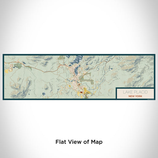 Flat View of Map Custom Lake Placid New York Map Enamel Mug in Woodblock
