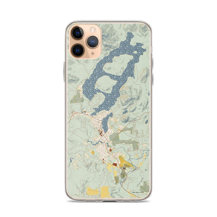 Custom iPhone 11 Pro Max Lake Placid New York Map Phone Case in Woodblock