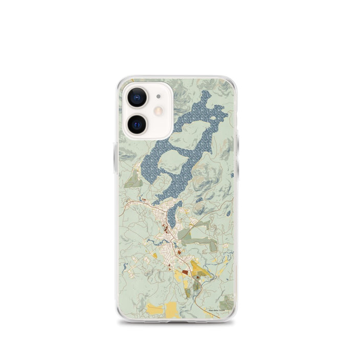 Custom iPhone 12 mini Lake Placid New York Map Phone Case in Woodblock