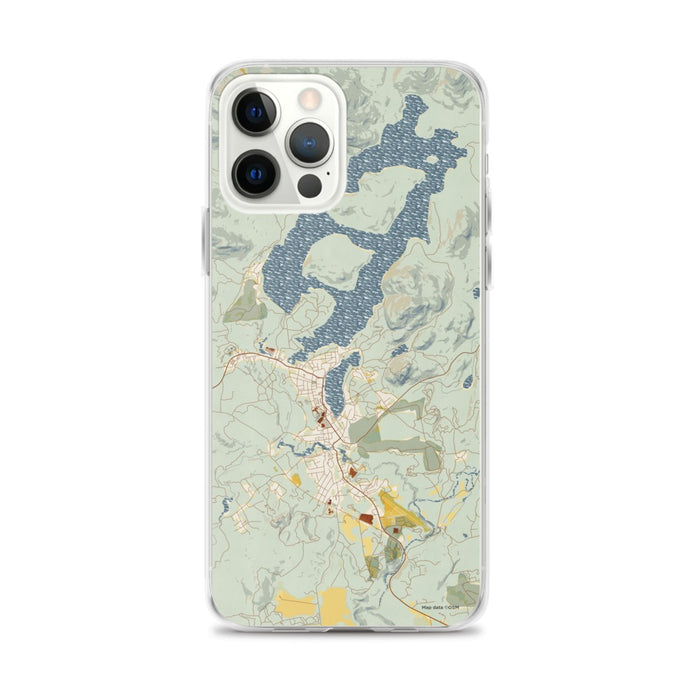 Custom iPhone 12 Pro Max Lake Placid New York Map Phone Case in Woodblock