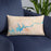 Custom Lake Powell Arizona Map Throw Pillow in Watercolor on Blue Colored Chair