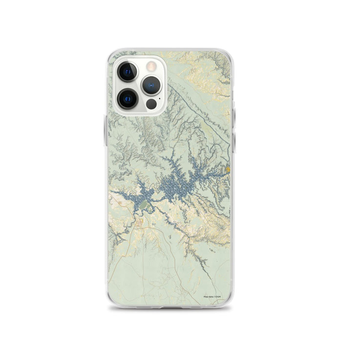 Custom Lake Powell Arizona Map iPhone 12 Pro Phone Case in Woodblock