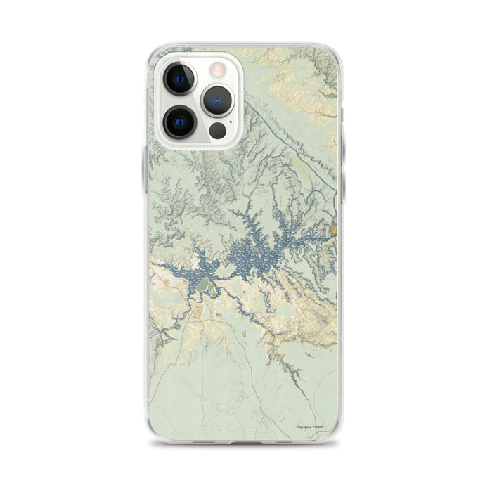 Custom Lake Powell Arizona Map iPhone 12 Pro Max Phone Case in Woodblock