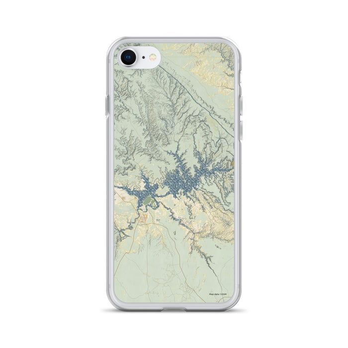 Custom Lake Powell Arizona Map iPhone SE Phone Case in Woodblock