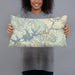 Person holding 20x12 Custom Lake Powell Arizona Map Throw Pillow in Woodblock