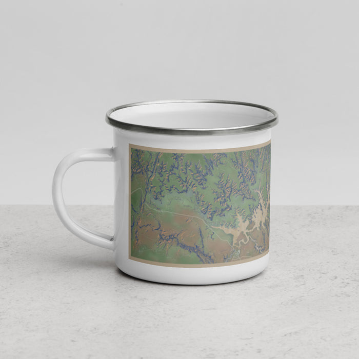 Left View Custom Lake Powell Utah Map Enamel Mug in Afternoon