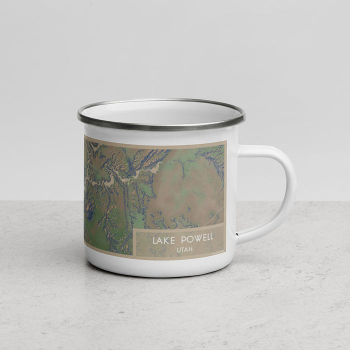 Right View Custom Lake Powell Utah Map Enamel Mug in Afternoon
