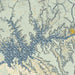 Lake Powell Utah Map Print in Woodblock Style Zoomed In Close Up Showing Details