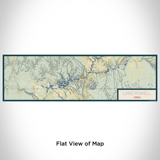 Flat View of Map Custom Lake Powell Utah Map Enamel Mug in Woodblock