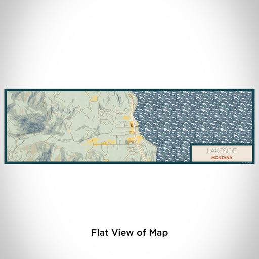 Flat View of Map Custom Lakeside Montana Map Enamel Mug in Woodblock