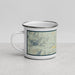 Left View Custom Lakeside Montana Map Enamel Mug in Woodblock