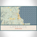 Lakeside Montana Map Print Landscape Orientation in Woodblock Style With Shaded Background