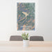 24x36 Lake Siskiyou California Map Print Portrait Orientation in Afternoon Style Behind 2 Chairs Table and Potted Plant
