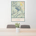 24x36 Lake Siskiyou California Map Print Portrait Orientation in Woodblock Style Behind 2 Chairs Table and Potted Plant