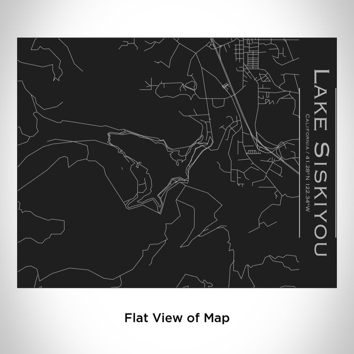 Rendered View of Lake Siskiyou California Map Engraving on 20oz Stainless Steel Insulated Bottle with Bamboo Top in Black