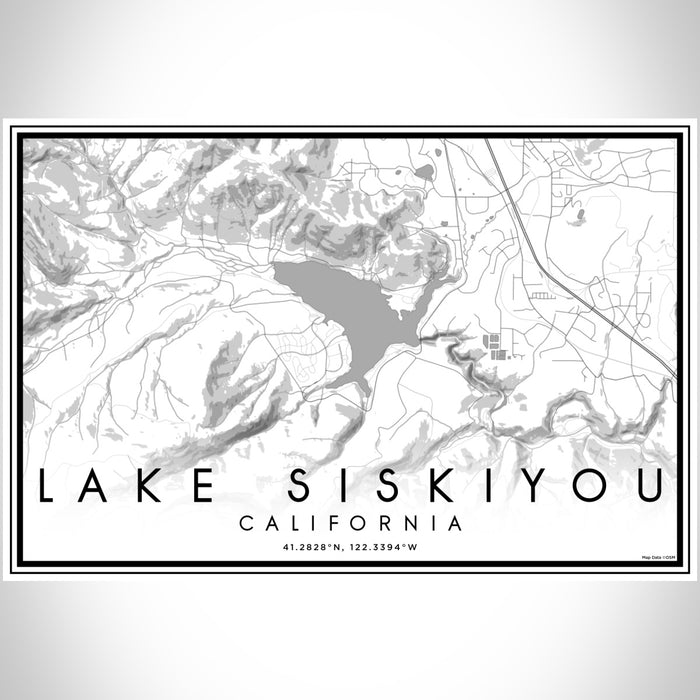 Lake Siskiyou California Map Print Landscape Orientation in Classic Style With Shaded Background