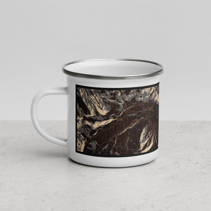 Left View Custom Lake Siskiyou California Map Enamel Mug in Ember